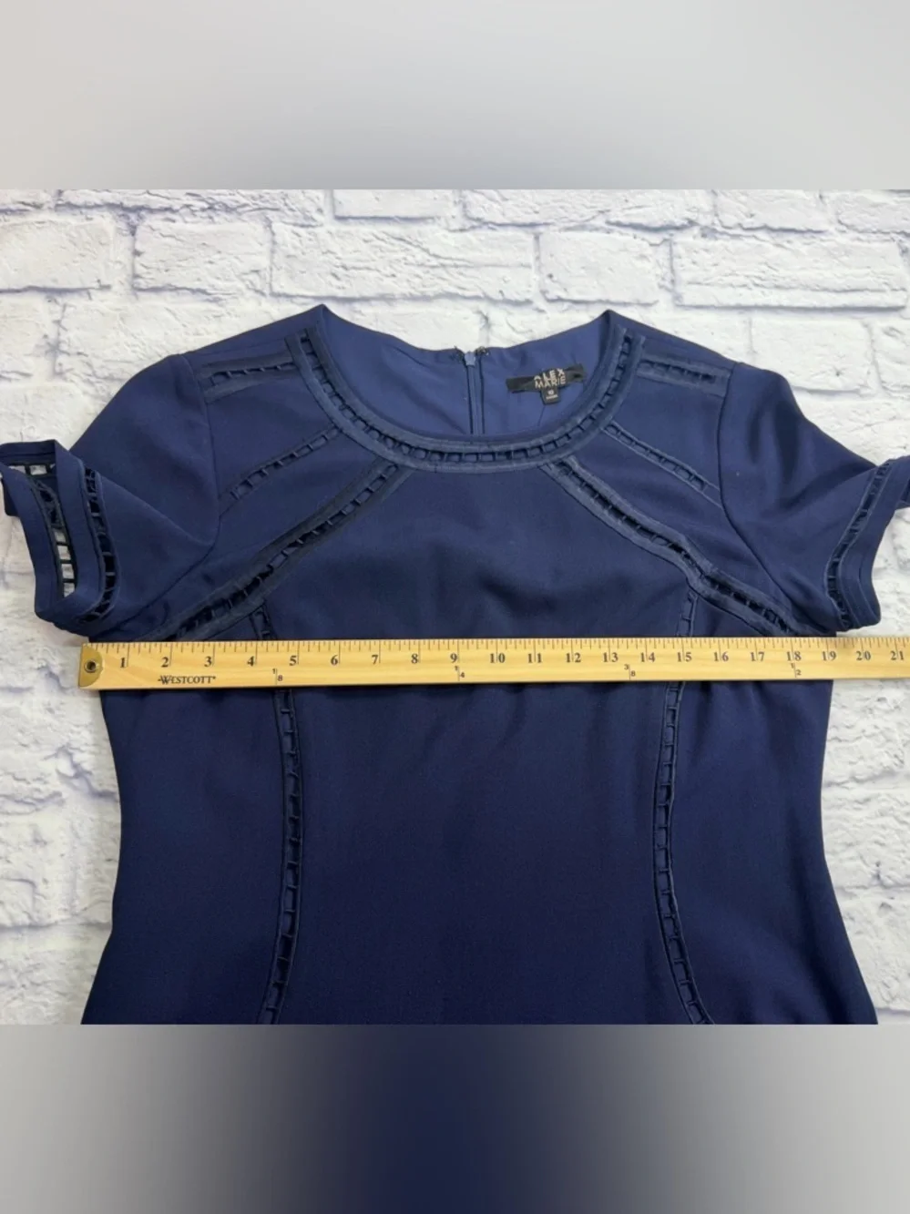 Alex Marie Classic Navy Short-Sleeve A-Line Dress. Size 10.